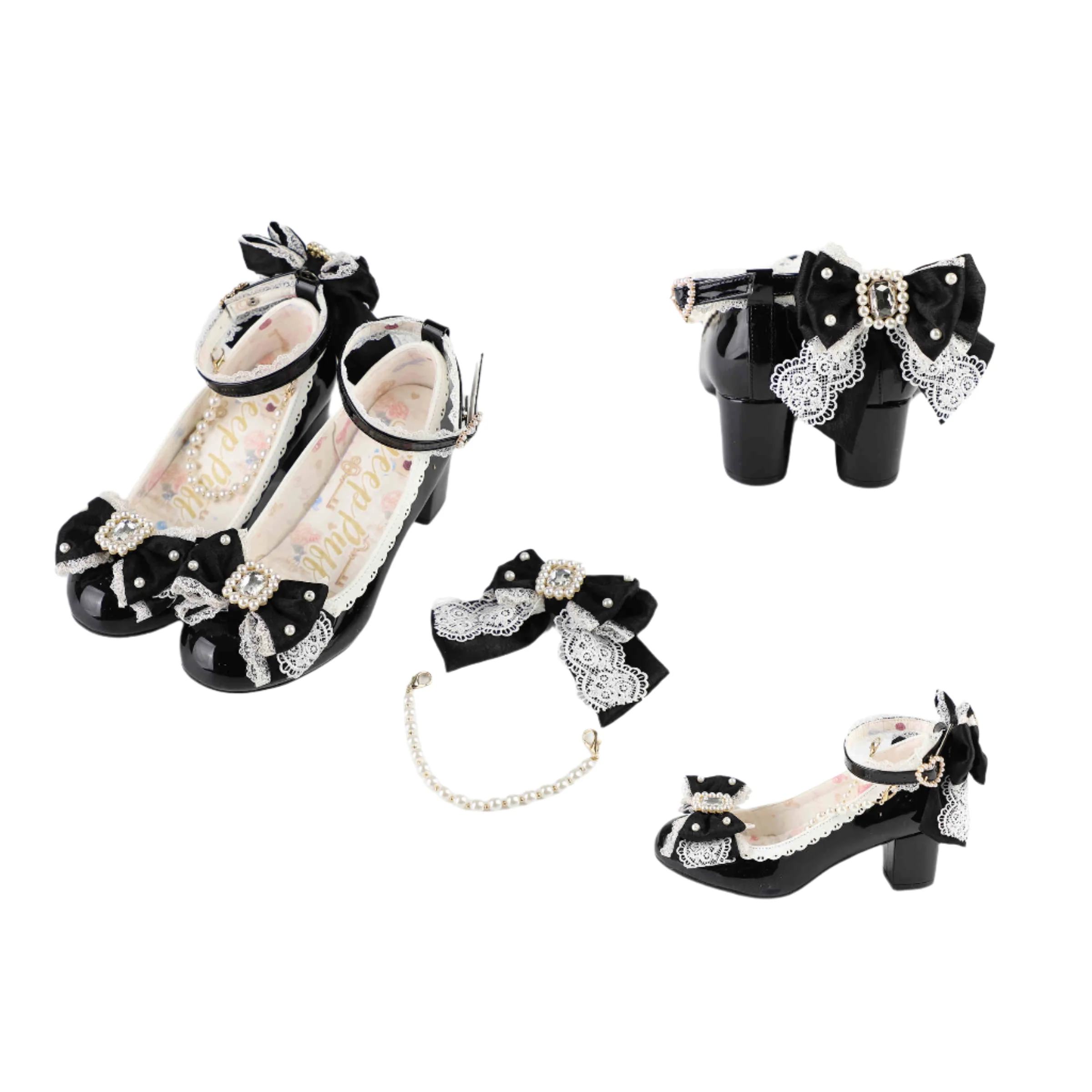 Pearl Bow Mid Heels Mary Jane - Image 10
