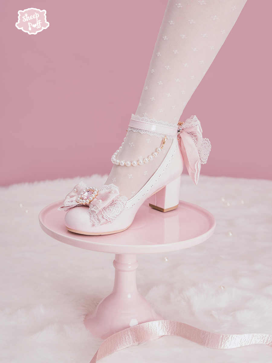 Pearl Bow Mid Heels Mary Jane - Image 4