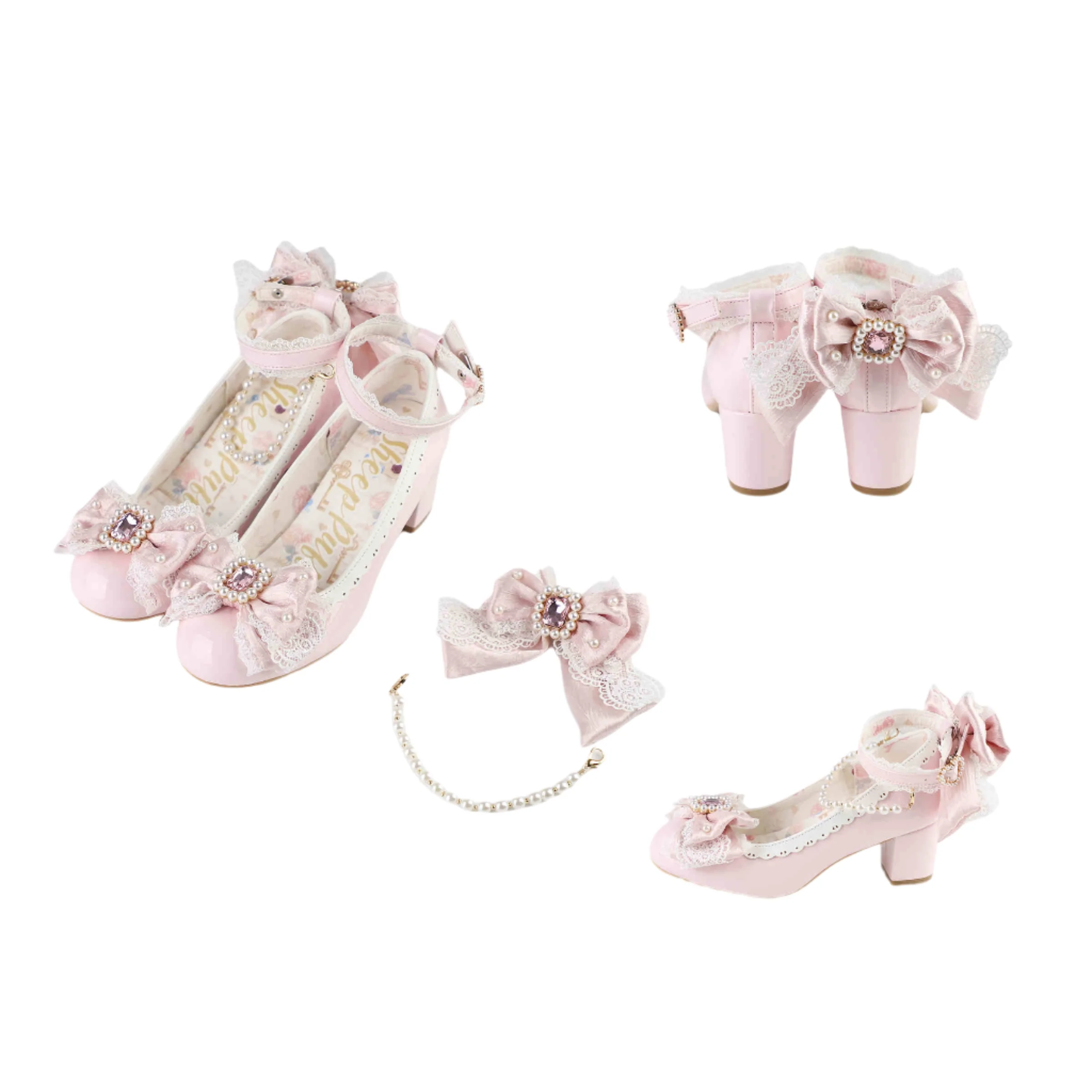 Pearl Bow Mid Heels Mary Jane - Image 7