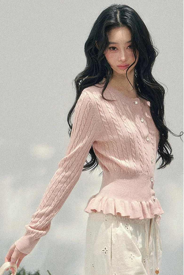Pearl Crochet Ruffled Sweater - Image 5