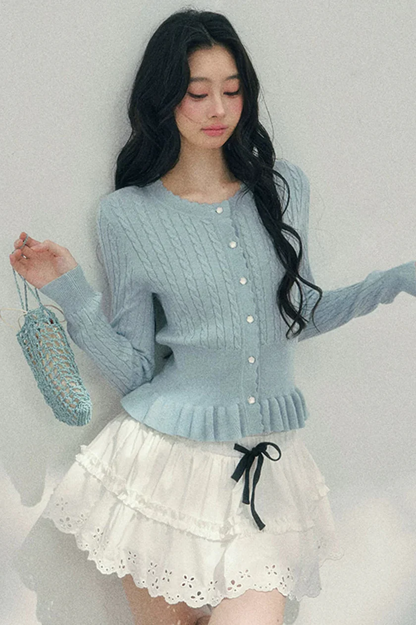 Pearl Crochet Ruffled Sweater - Image 7