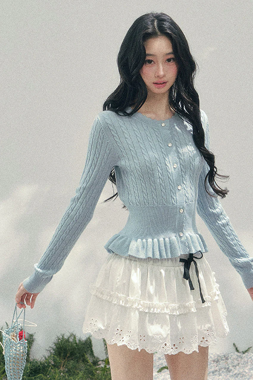Pearl Crochet Ruffled Sweater - Image 11