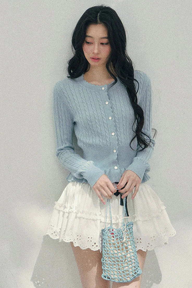 Pearl Crochet Ruffled Sweater - Image 8