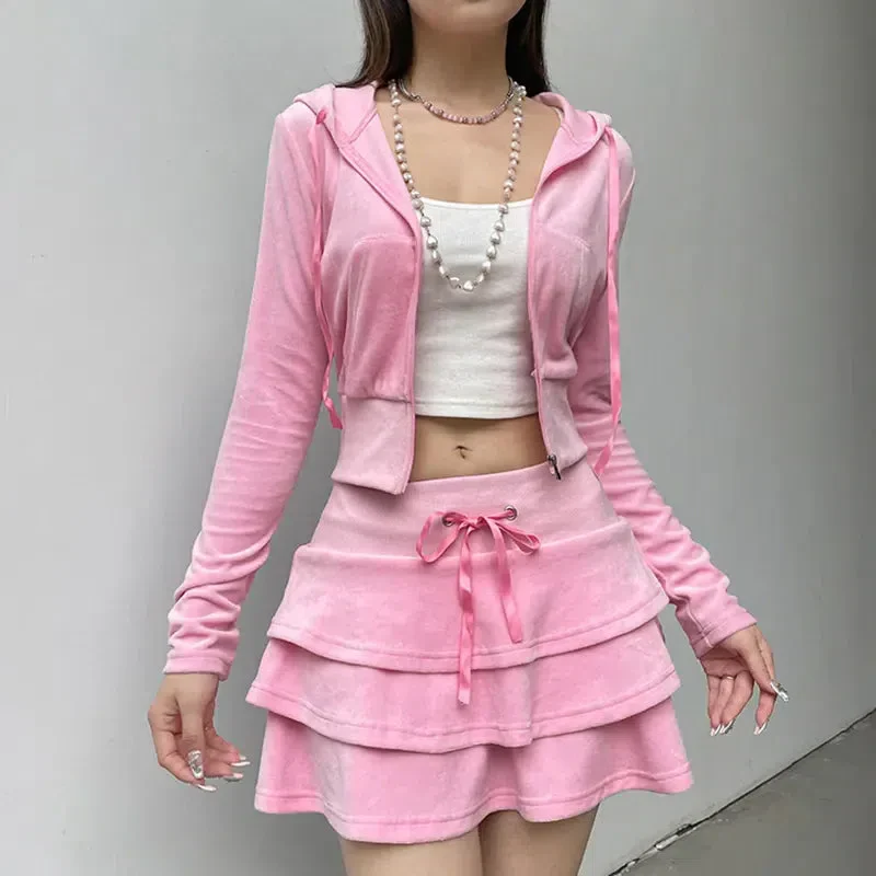 Pink Aesthetic Skirt & Hoodie Two Piece Coord - Image 6