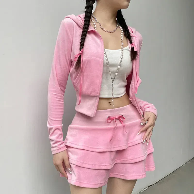 Pink Aesthetic Skirt & Hoodie Two Piece Coord - Image 7
