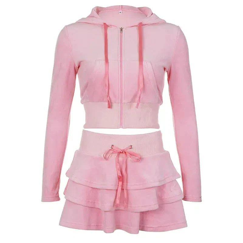 Pink Aesthetic Skirt & Hoodie Two Piece Coord - Image 8