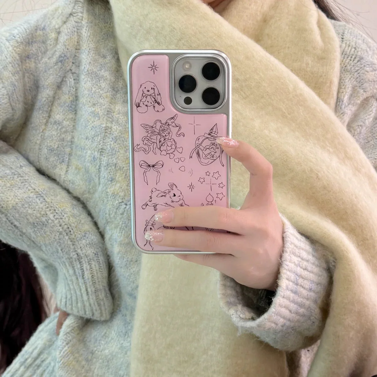 Pink Angel Bunny iPhone Case - Image 2