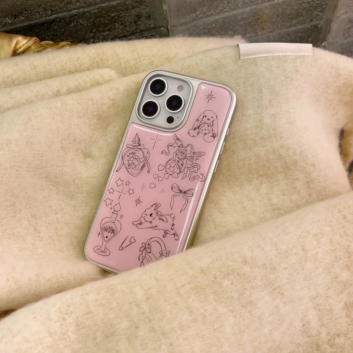 Pink Angel Bunny iPhone Case - Image 3