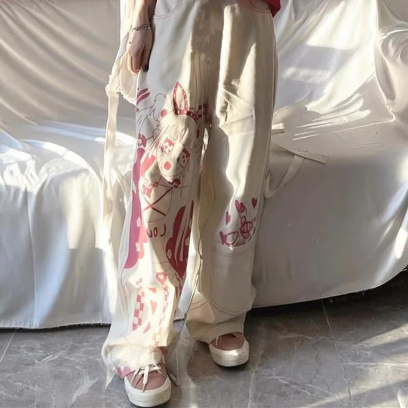 Pink Anime Print Baggy Pants - Image 2