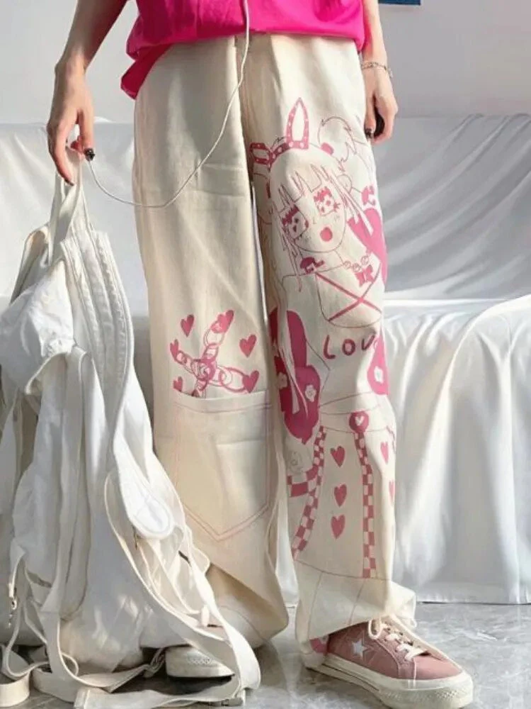 Pink Anime Print Baggy Pants - Image 3