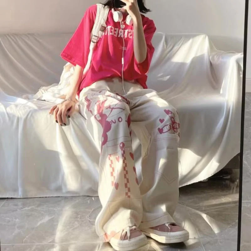 Pink Anime Print Baggy Pants - Image 9