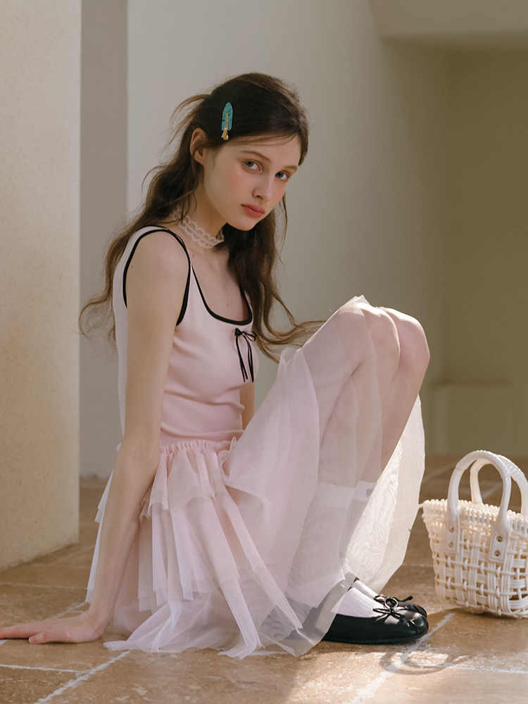 Pink Ballet Knitted Mesh Dress - Image 3