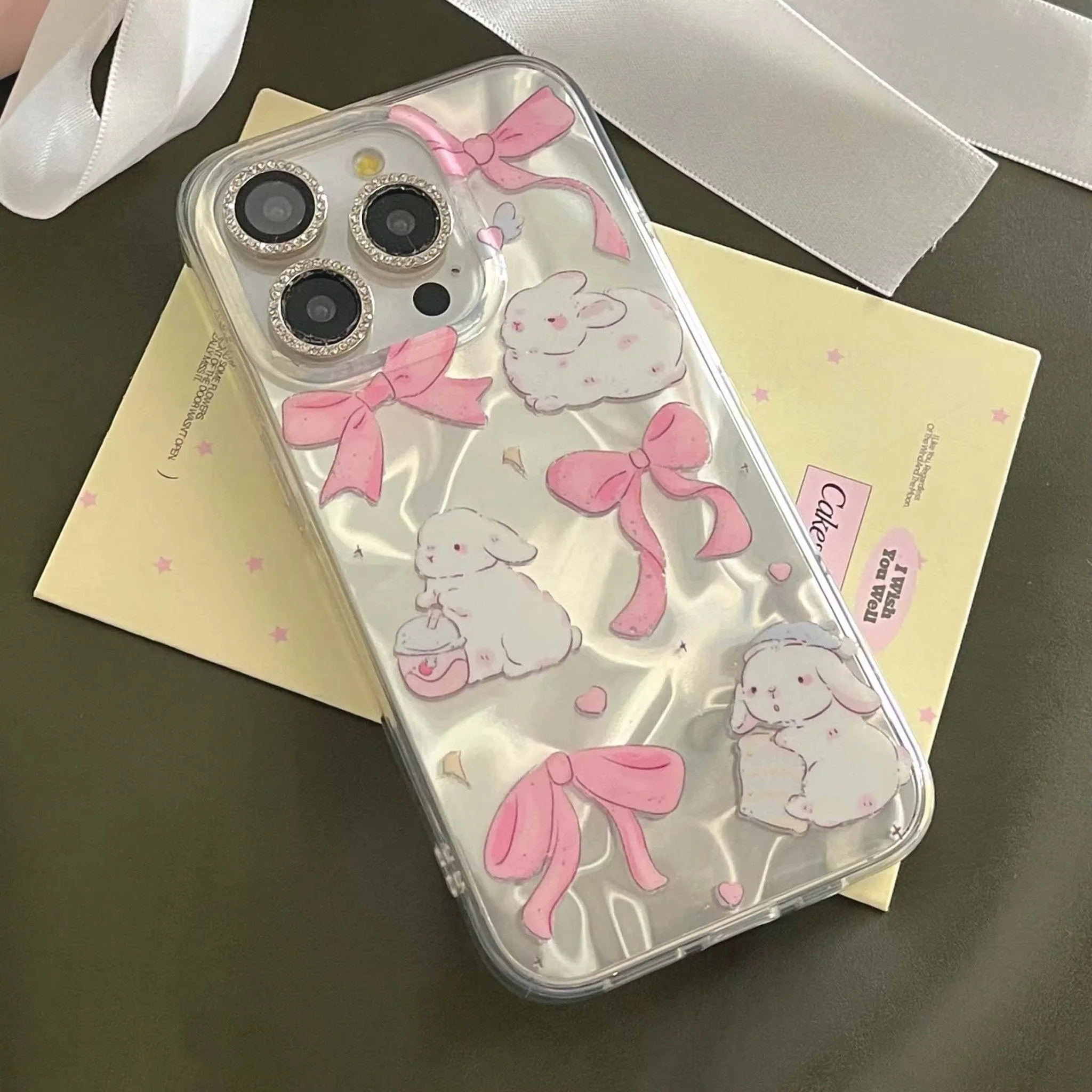 Pink Bow Bunny iPhone Case - Image 2