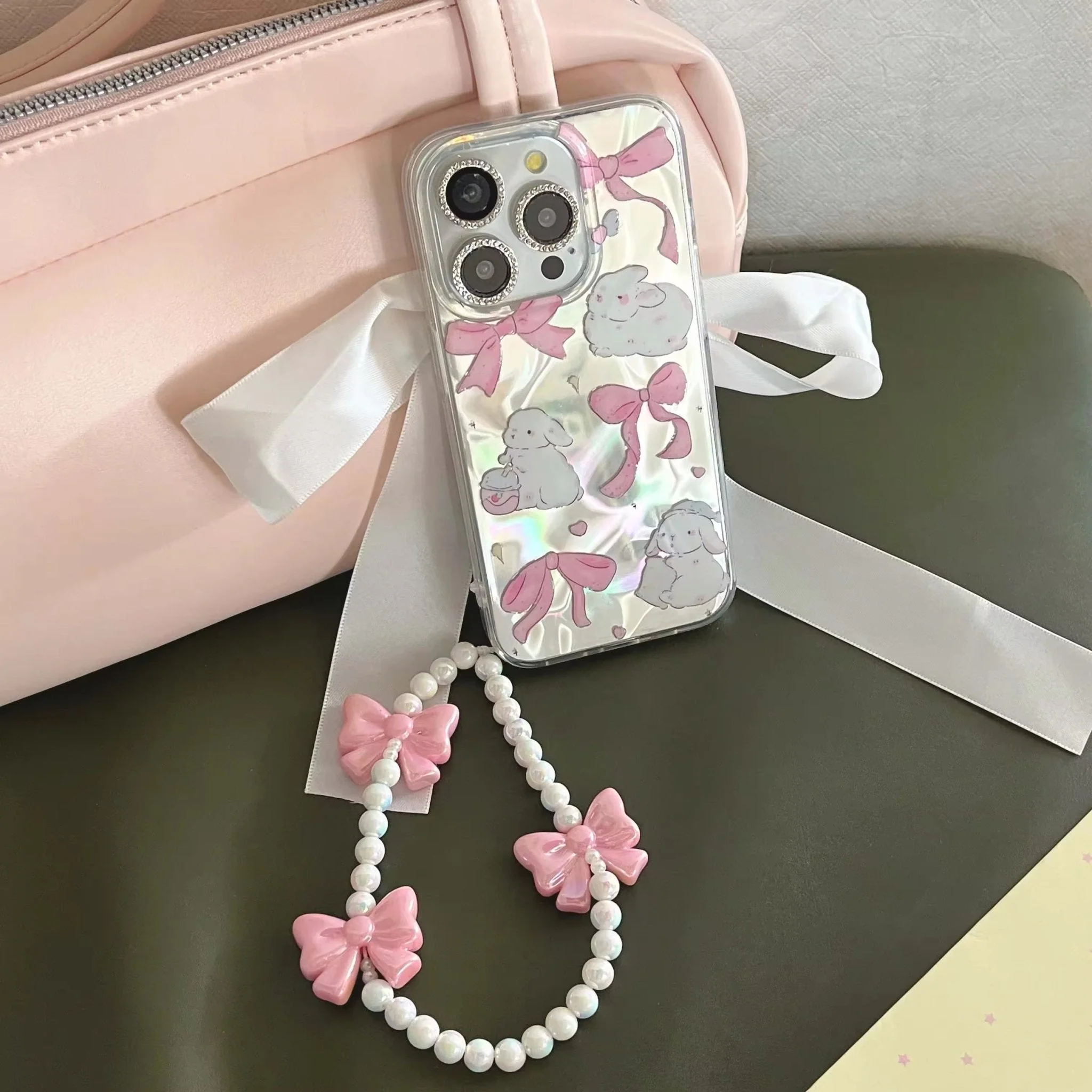 Pink Bow Bunny iPhone Case - Image 3