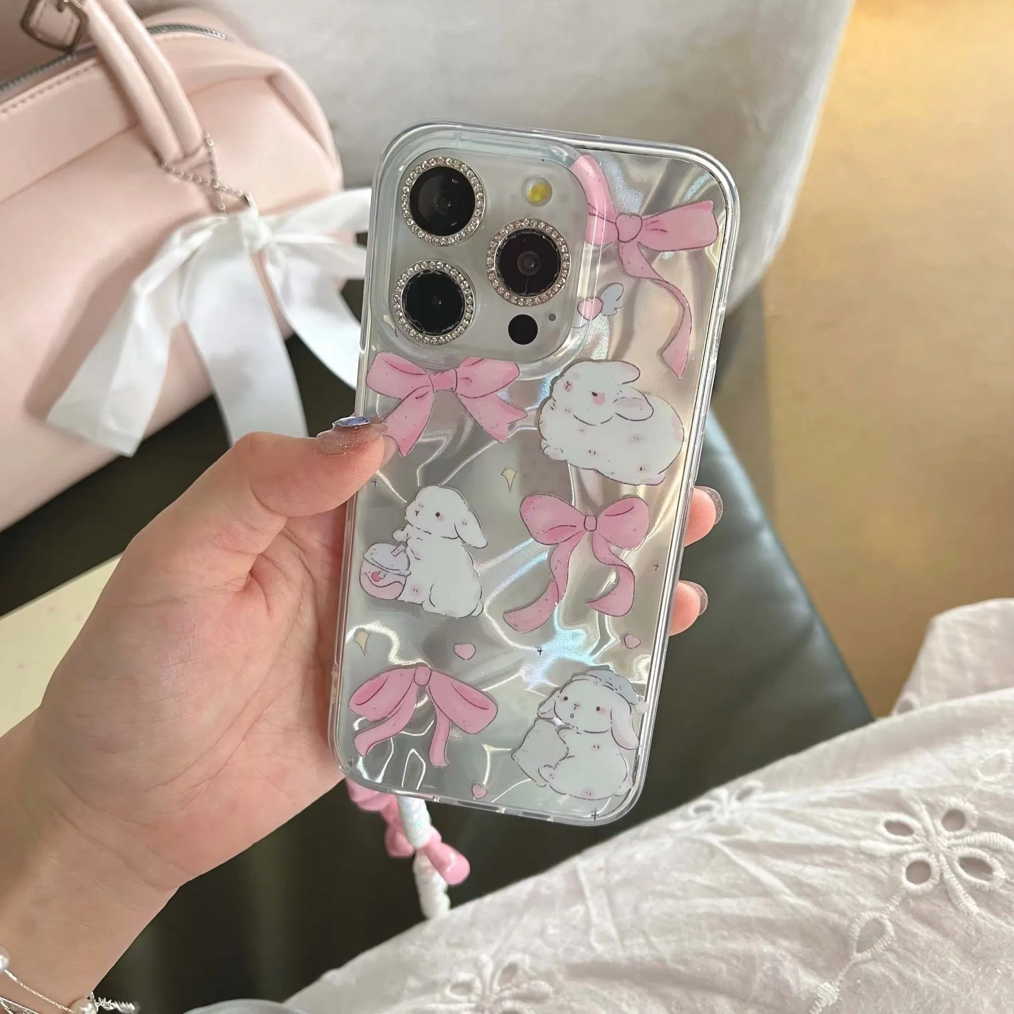 Pink Bow Bunny iPhone Case - Image 4