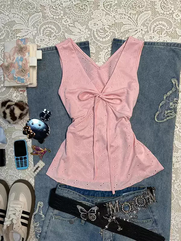 pink bow camisole - Image 2
