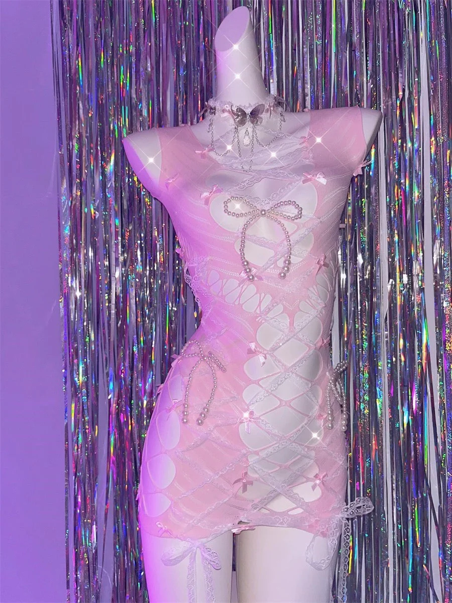 Pink Bow Hollow Dress - Image 11