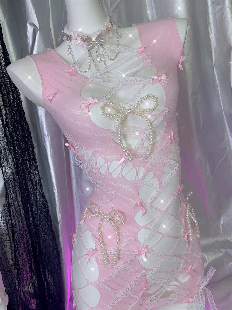 Pink Bow Hollow Dress - Image 12