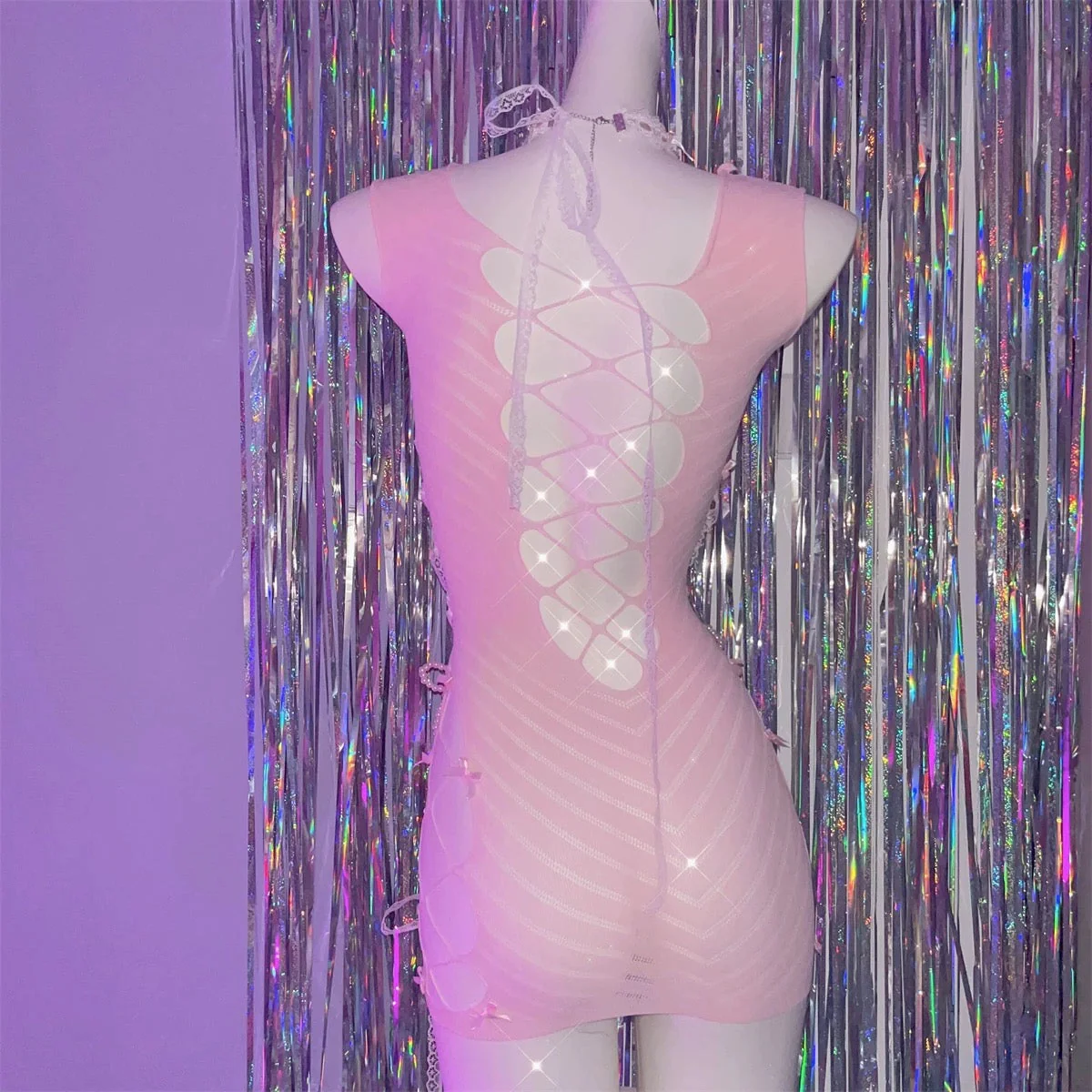 Pink Bow Hollow Dress - Image 2