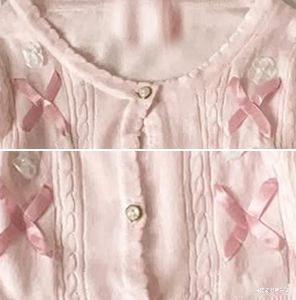 Pink Bow Knitted Cardigan - Image 2