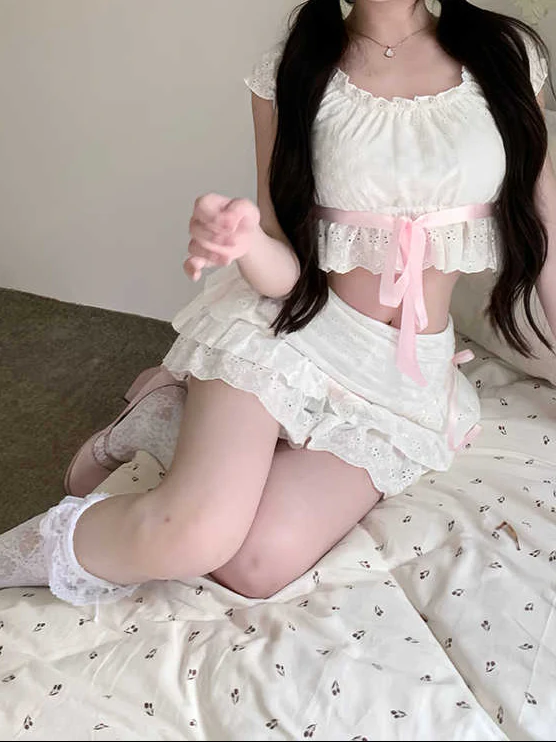 Pink Bow Lace Top Coquette Coord - Image 2