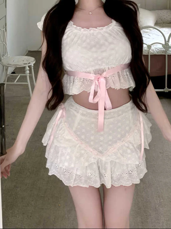 Pink Bow Lace Top Coquette Coord - Image 4