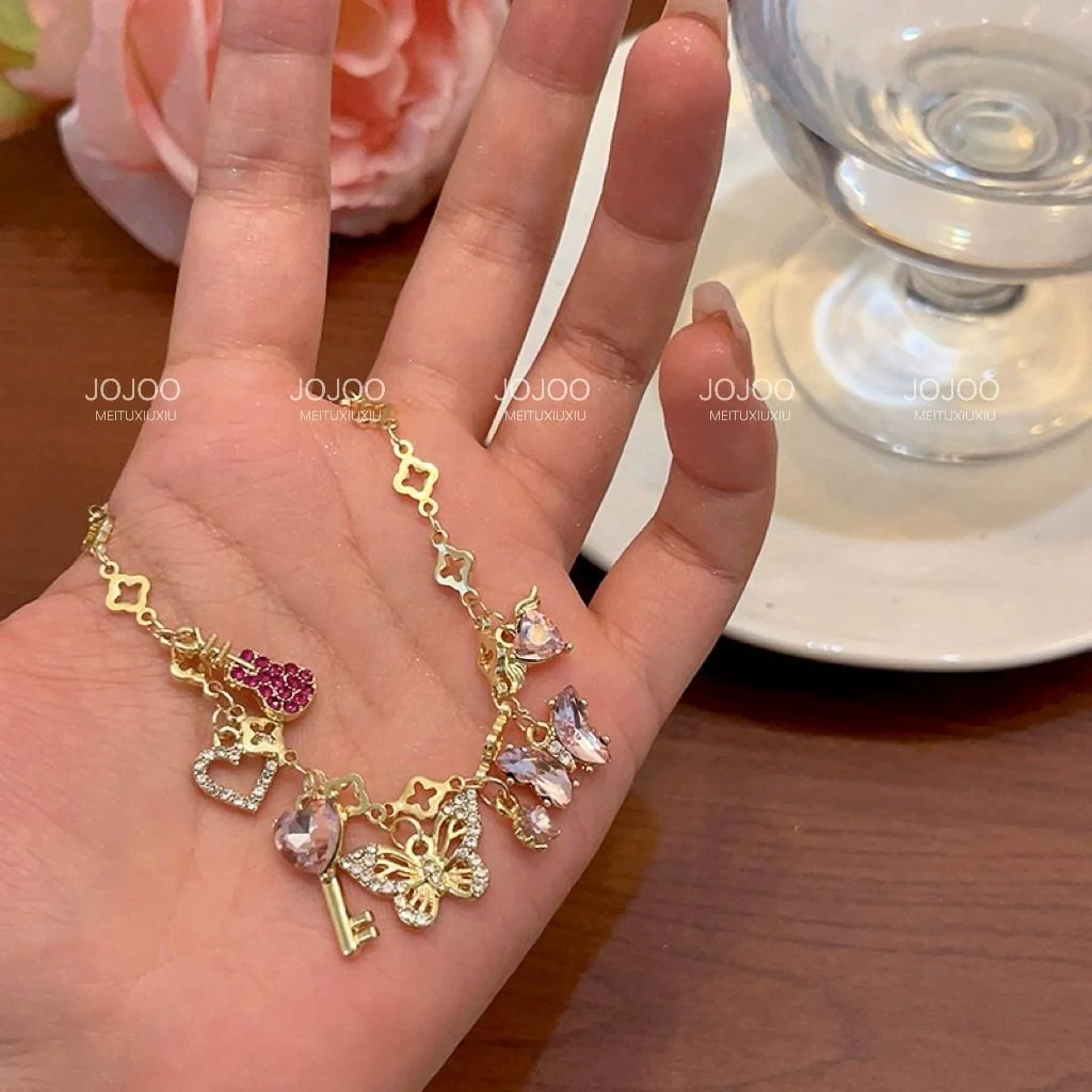 Pink Butterfly Zircon Bracelet - Image 2