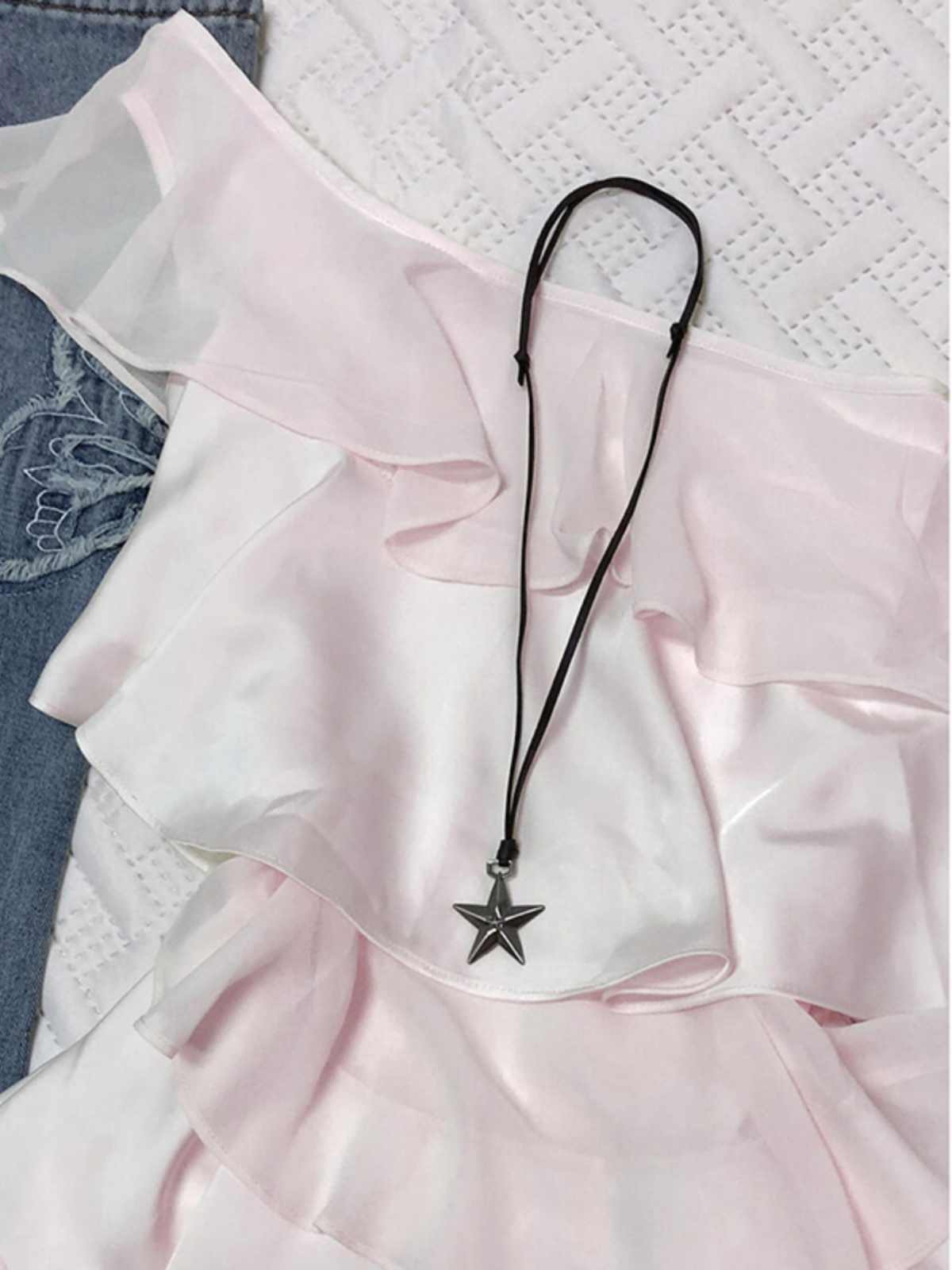 Pink Chiffon One-shoulder Mini Dress - Image 4