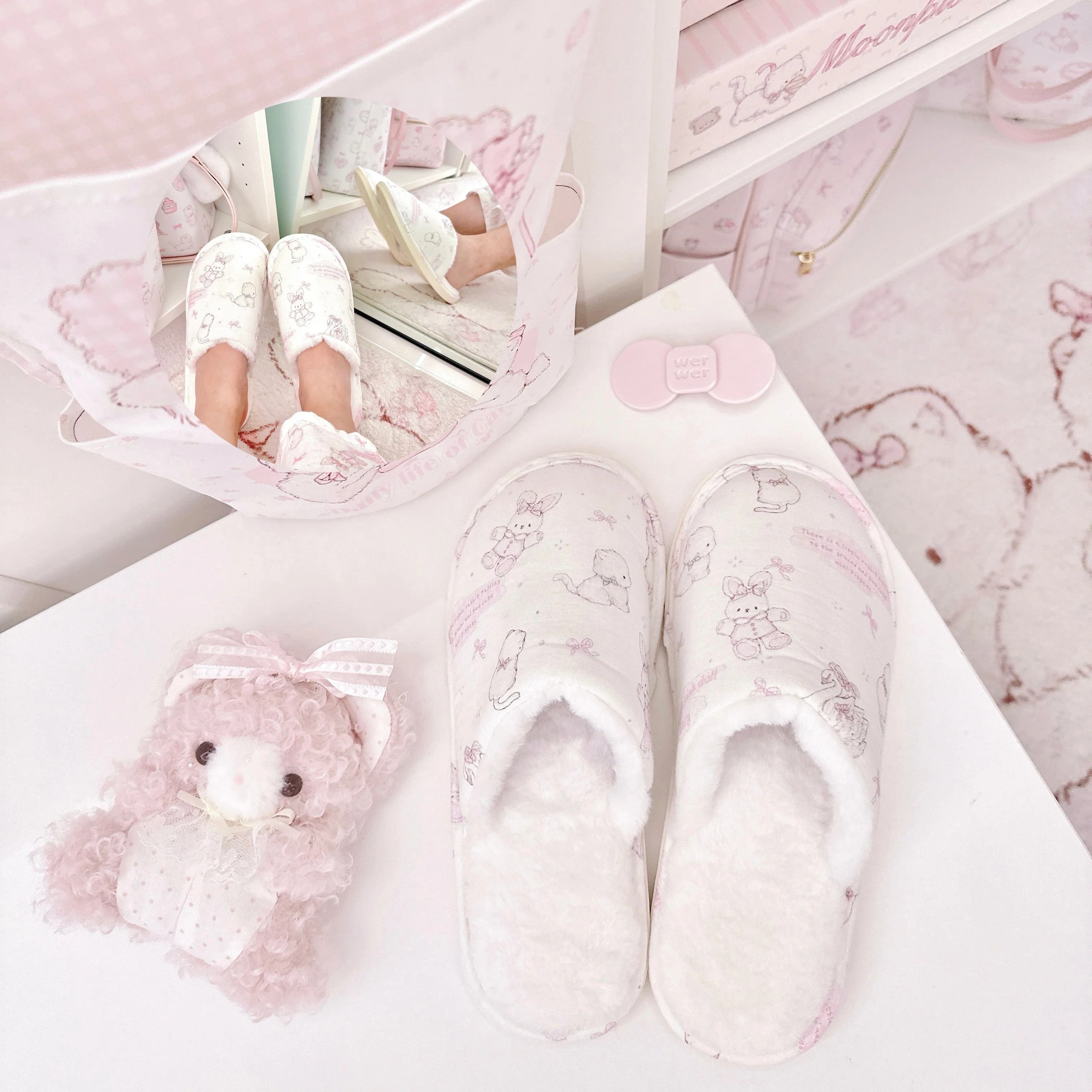 pink cotton indoor floor slippers - Image 7