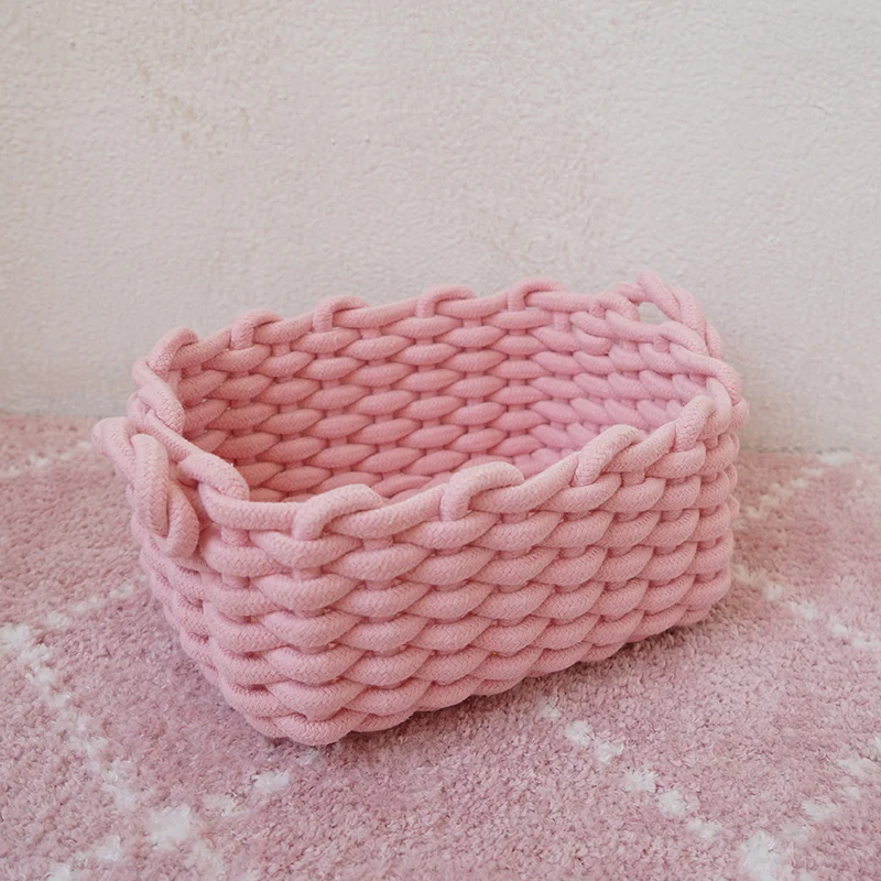 Pink Cotton rope storage basket - Image 2