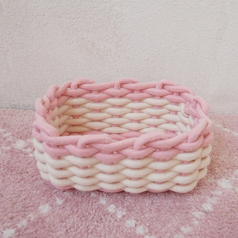 Pink Cotton rope storage basket - Image 3