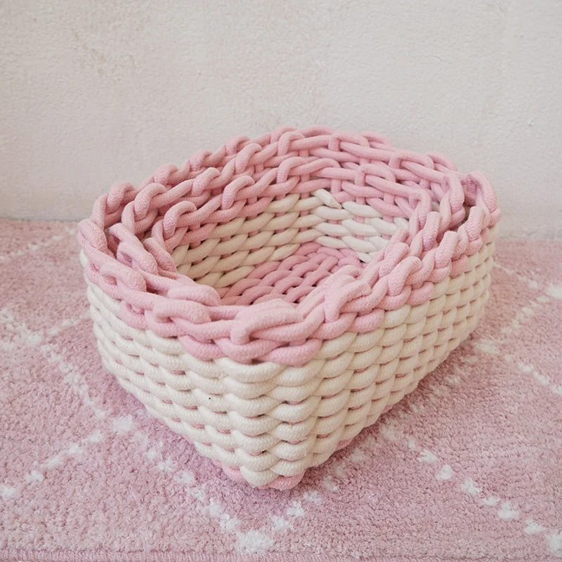 Pink Cotton rope storage basket - Image 4