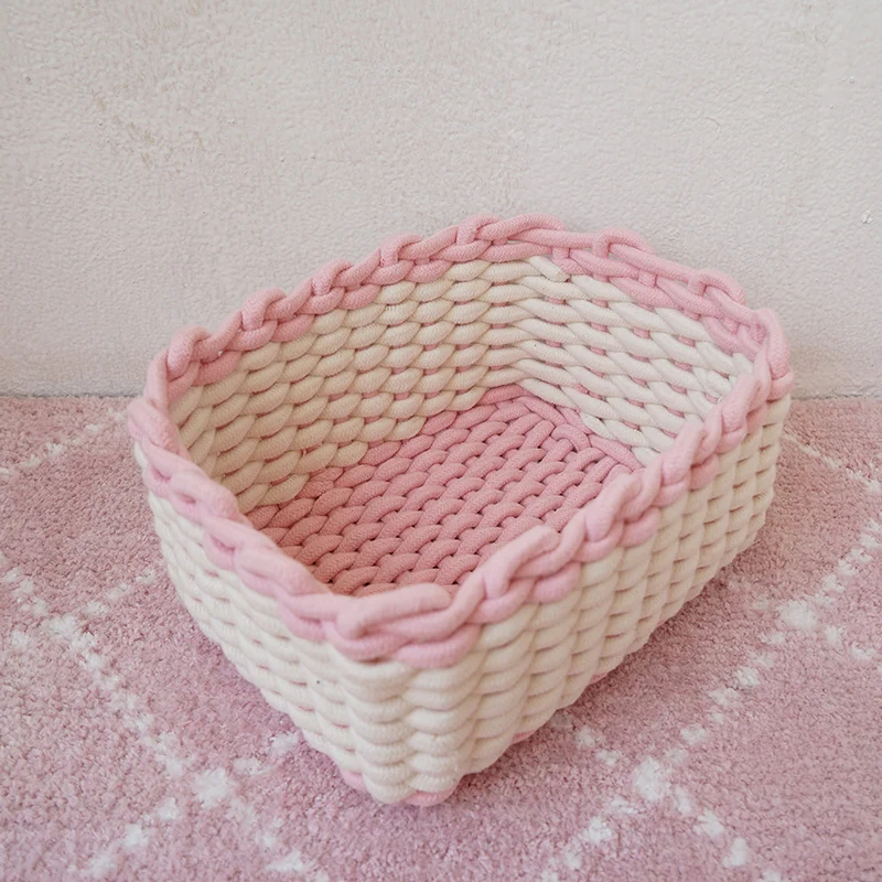 Pink Cotton rope storage basket - Image 5