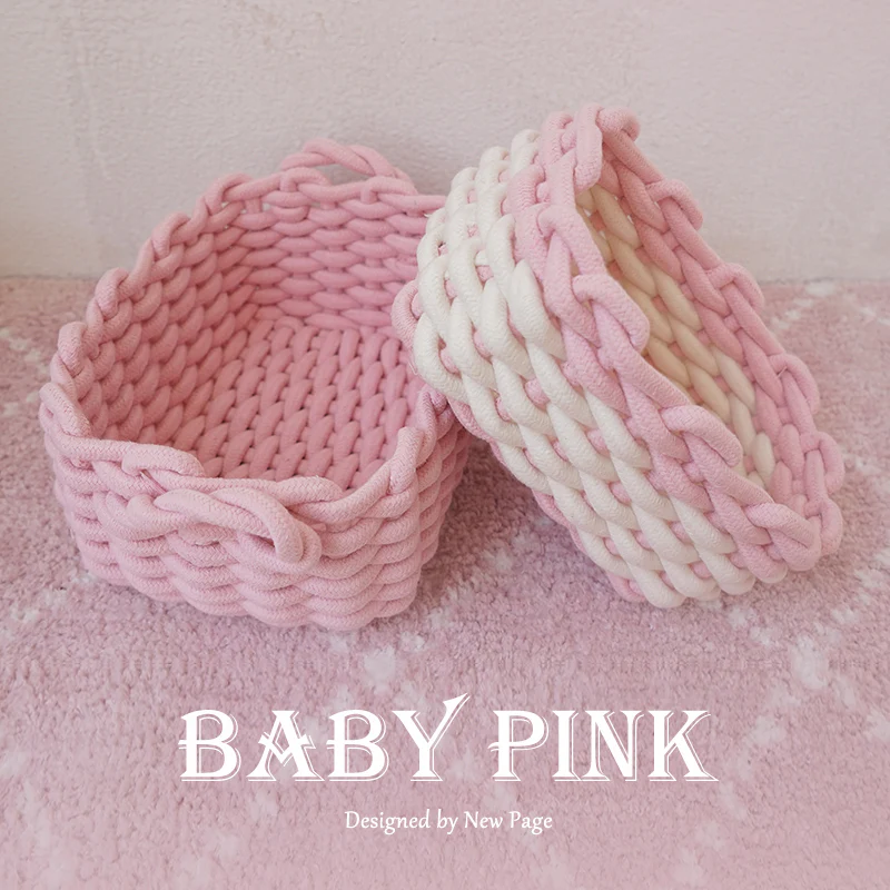 Pink Cotton rope storage basket - Image 6