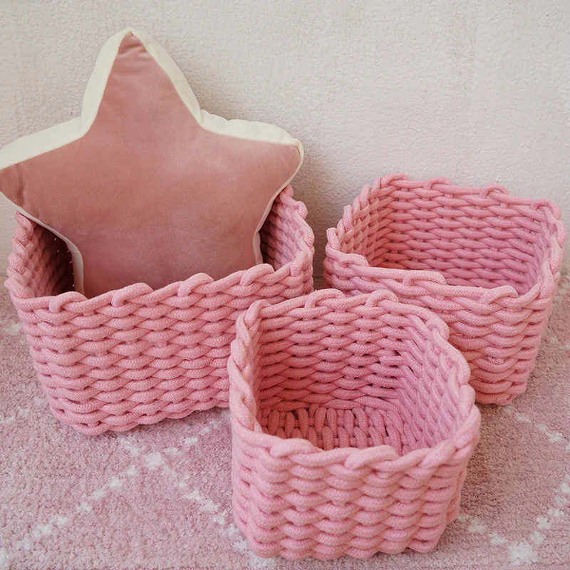 Pink Cotton rope storage basket - Image 7