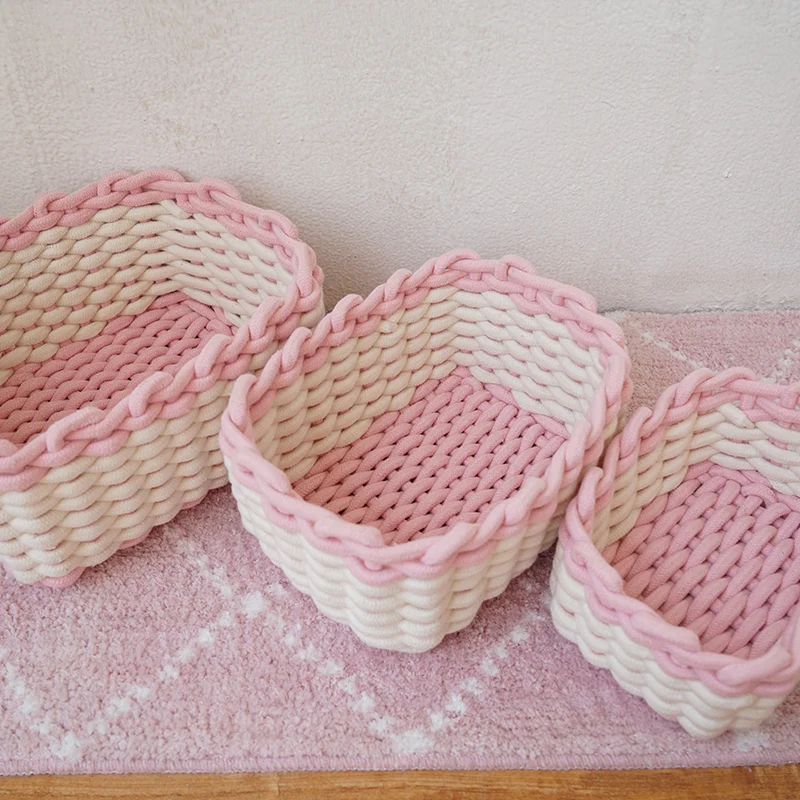 Pink Cotton rope storage basket - Image 8