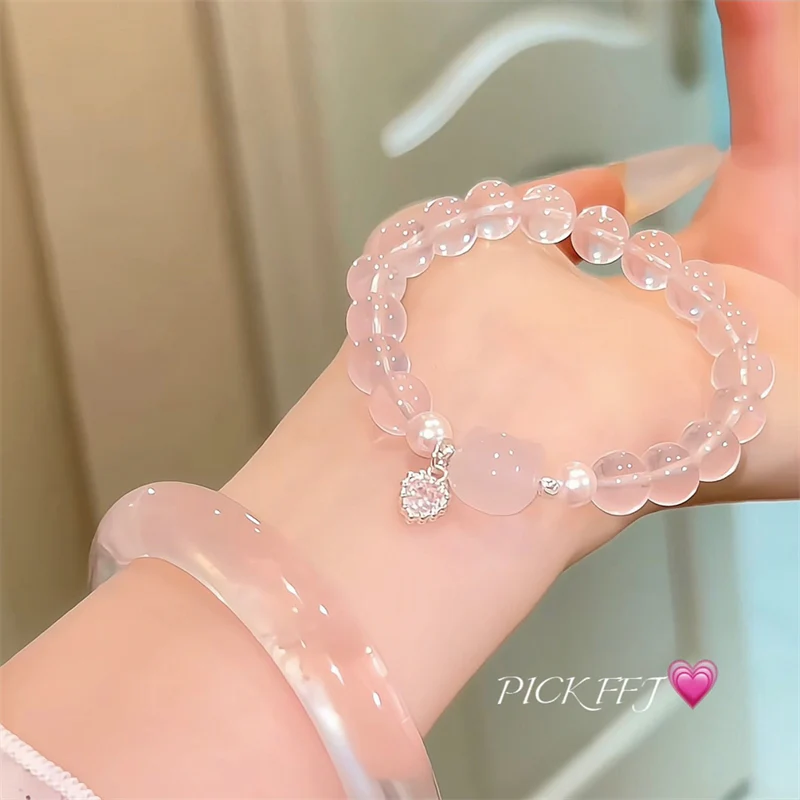pink crystal cat bracelet - Image 3