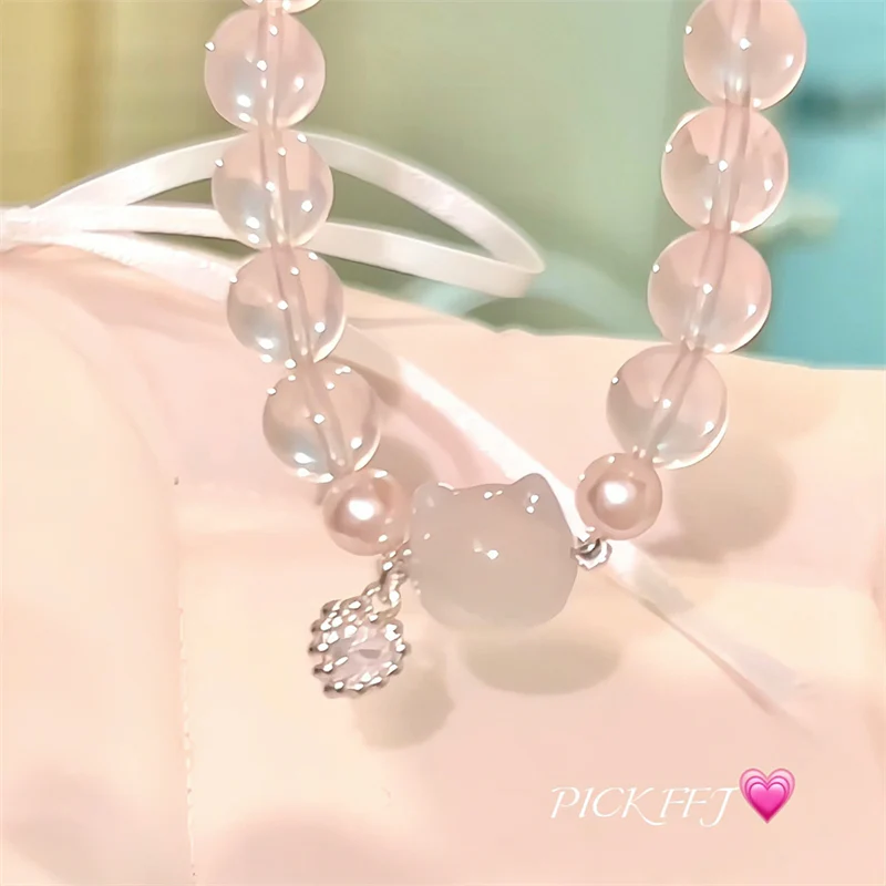 pink crystal cat bracelet - Image 5