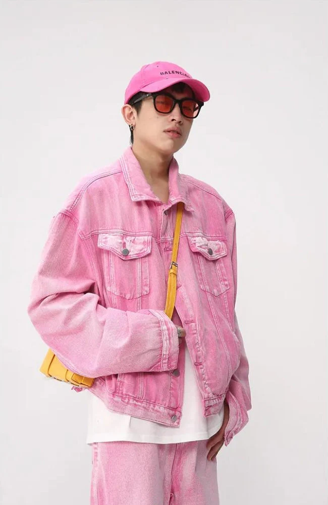 Denim Pink Jacket & Pants Two Piece Set - Image 4