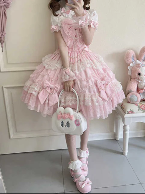 Pink Doll Flower Lolita Dress - Image 2