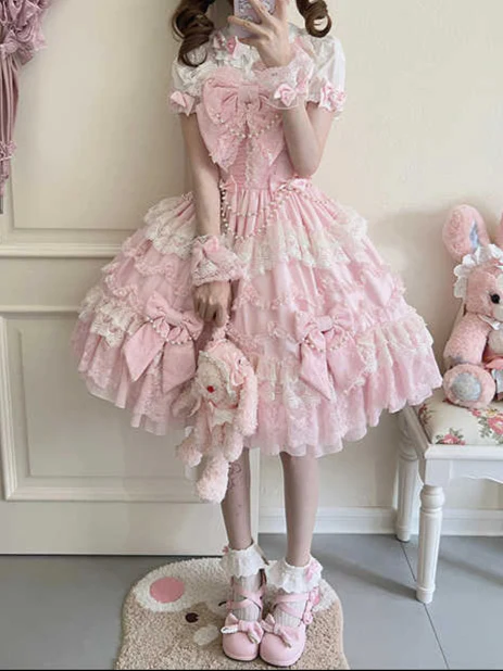 Pink Doll Flower Lolita Dress - Image 3