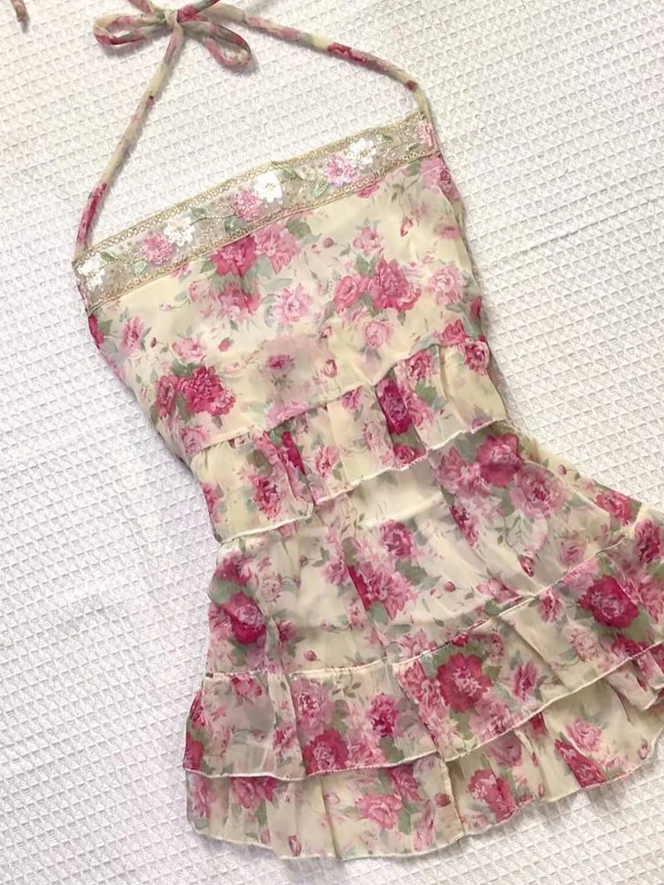 pink floral halter top - Image 2