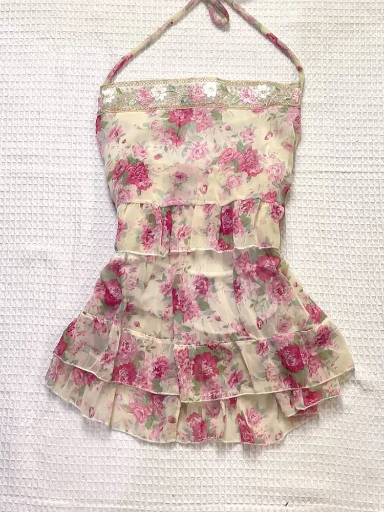 pink floral halter top - Image 3