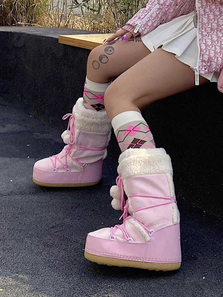 Pink Furry Snow Boots - Image 3