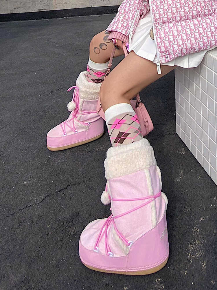 Pink Furry Snow Boots - Image 4