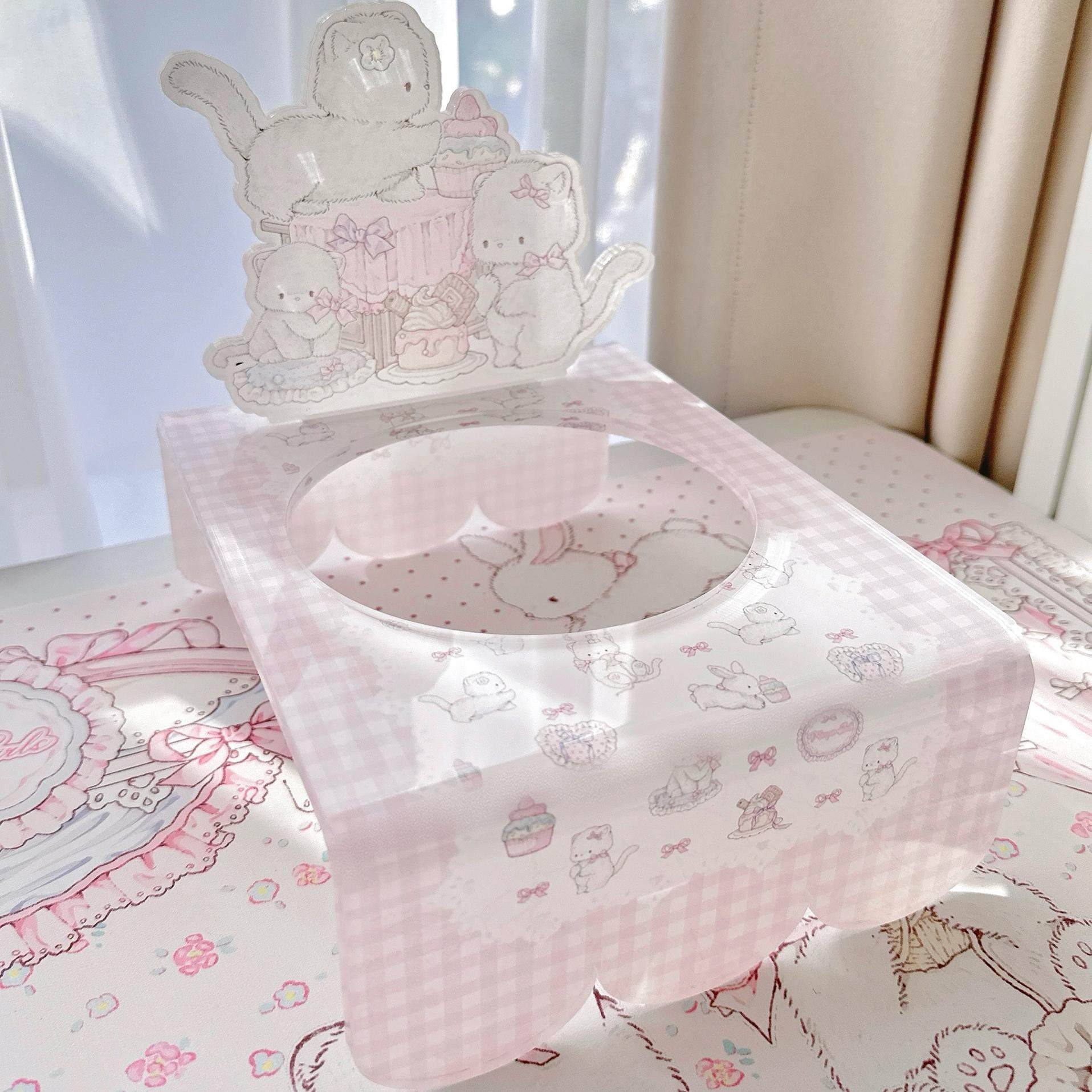 pink girly acrylic Pet bowl rack - Image 6