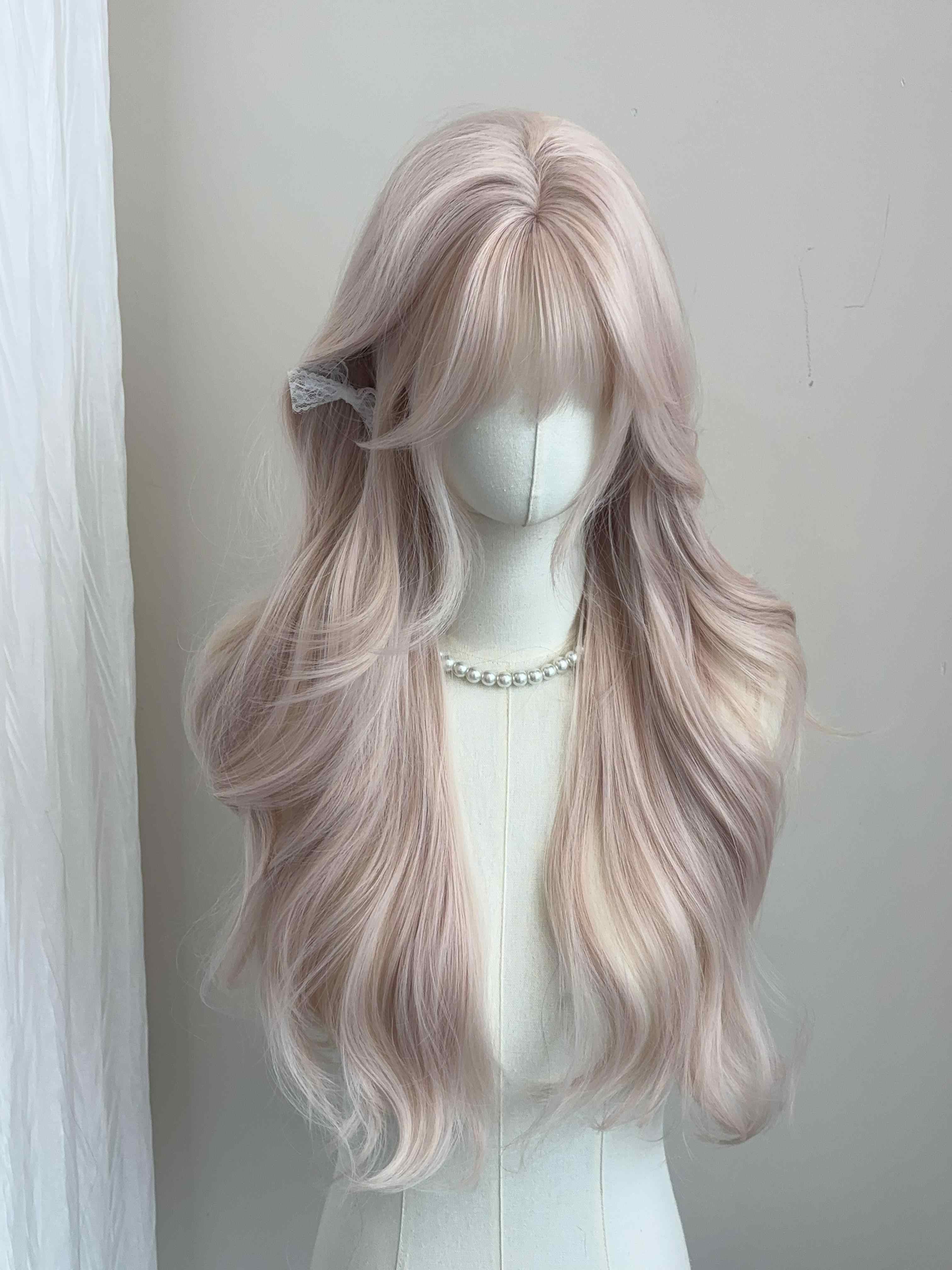 Pink Gold Long Curly Wig - Image 2