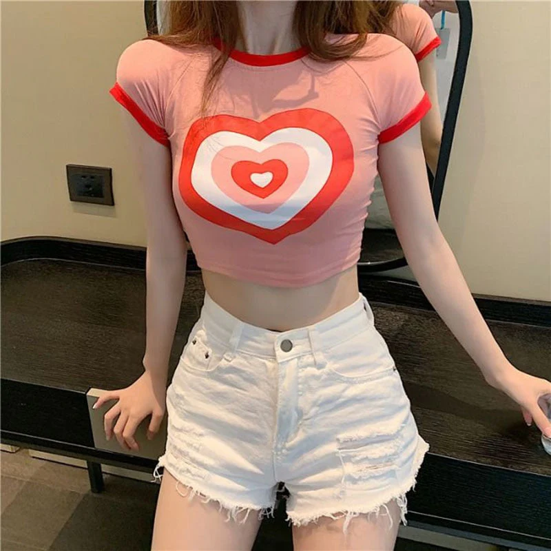 Pink Heart Love Crop Top - Image 2