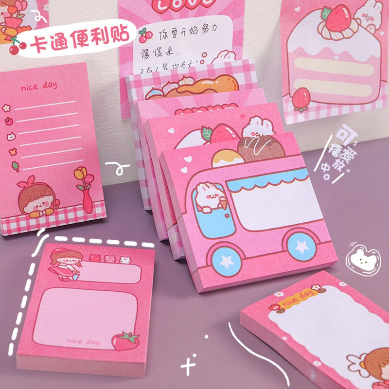 Pink Kawaii Stationery Sticky Notes - Image 5