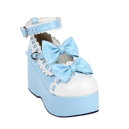 Pink Lace Bowknot Sweet Lolita Platform Shoes - Image 3